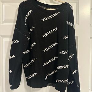 White Fox Black Sweater